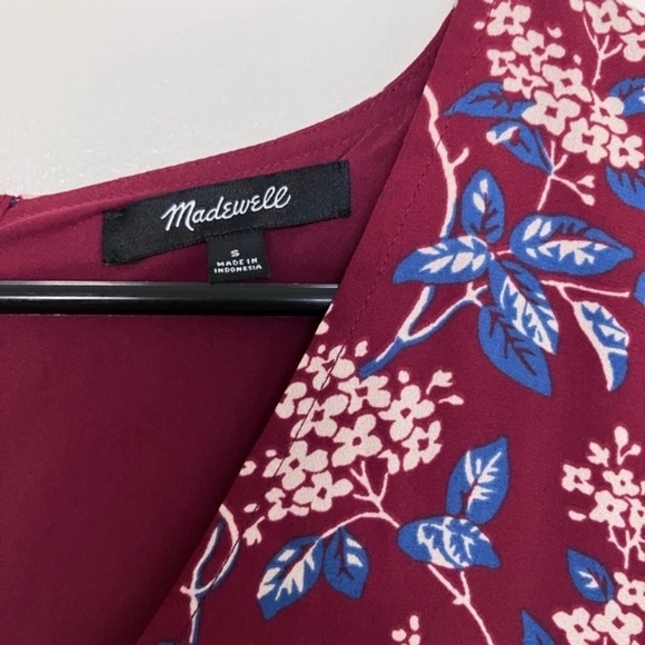 Madewell Red Floral  V-Neck Long Sleeve Dress - Picture 9 of 9